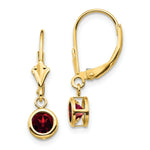 Load image into Gallery viewer, 14K Yellow Gold 5mm Garnet Leverback Earring