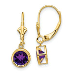 Load image into Gallery viewer, 14K Yellow Gold 6mm Amethyst Leverback Earrings