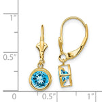 Load image into Gallery viewer, 14K Yellow Gold 6mm Blue Topaz Leverback Earrings