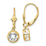 Load image into Gallery viewer, 14K Yellow Gold 6mm Cubic Zirconia Leverback Earrings