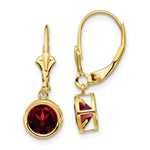 Load image into Gallery viewer, 14K Yellow Gold 6mm Garnet Leverback Earrings