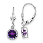 Load image into Gallery viewer, 14k White Gold 6mm Amethyst Leverback Earrings