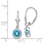 Load image into Gallery viewer, 14k White Gold 6mm Blue Topaz Leverback Earrings