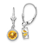 Load image into Gallery viewer, 14k White Gold 6mm Citrine Leverback Earrings