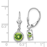 Load image into Gallery viewer, 14k White Gold 6mm Peridot Leverback Earrings
