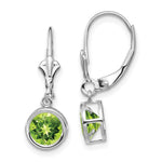 Load image into Gallery viewer, 14k White Gold 6mm Peridot Leverback Earrings