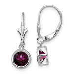 Load image into Gallery viewer, 14k White Gold 6mm Rhodolite Garnet Leverback Earrings