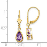 Load image into Gallery viewer, 14K Yellow Gold 8x5mm Amethyst Dangle Earrings