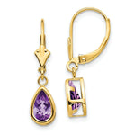 Load image into Gallery viewer, 14K Yellow Gold 8x5mm Amethyst Dangle Earrings