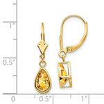 Load image into Gallery viewer, 14K Yellow Gold 8x5mm Pear Citrine Leverback Earrings