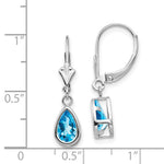 Load image into Gallery viewer, 14k White Gold 8x5mm Pear Blue Topaz Leverback Earrings