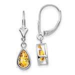 Load image into Gallery viewer, 14k White Gold 8x5mm Pear Citrine Leverback Earrings