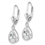 Load image into Gallery viewer, 14k White Gold 8x5mm Pear Cubic Zirconia Leverback Earrings