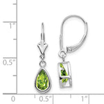 Load image into Gallery viewer, 14k White Gold 8x5mm Pear Peridot Leverback Earrings