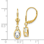 Load image into Gallery viewer, 14K Yellow Gold 7x5mm Oval Cubic Zirconia Leverback Earrings