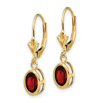 Load image into Gallery viewer, 14K Yellow Gold 7x5mm Oval Garnet Leverback Earrings