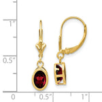 Load image into Gallery viewer, 14K Yellow Gold 7x5mm Oval Garnet Leverback Earrings
