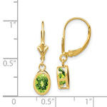 Load image into Gallery viewer, 14K Yellow Gold 7x5mm Oval Peridot Leverback Earrings