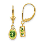 Load image into Gallery viewer, 14K Yellow Gold 7x5mm Oval Peridot Leverback Earrings