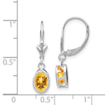 Load image into Gallery viewer, 14K White Gold Citrine Oval Leverback Earrings