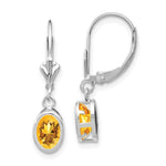 Load image into Gallery viewer, 14K White Gold Citrine Oval Leverback Earrings
