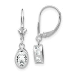 Load image into Gallery viewer, 14k White Gold 7x5mm Oval Cubic Zirconia Leverback Earrings