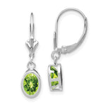 Load image into Gallery viewer, 14k White Gold 7x5mm Oval Peridot Leverback Earrings