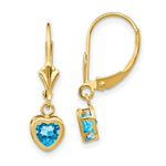 Load image into Gallery viewer, 14K Yellow Gold 5mm Heart Blue Topaz Earrings