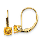 Load image into Gallery viewer, 14K Yellow Gold 5mm Citrine Leverback Earrings