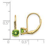 Load image into Gallery viewer, 14K Yellow Gold 5mm Peridot Leverback Earrings