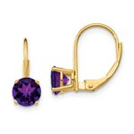 Load image into Gallery viewer, 14K Yellow Gold 6mm Amethyst Leverback Earrings