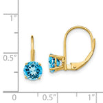 Load image into Gallery viewer, 14K Yellow Gold 6mm Blue Topaz Leverback Earrings