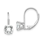 Load image into Gallery viewer, 14k White Gold 6mm Cubic Zirconia Leverback Earrings