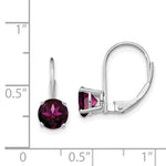 Load image into Gallery viewer, 14k White Gold 6mm Rhodolite Garnet Leverback Earrings