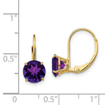 Load image into Gallery viewer, 14K Yellow Gold 7mm Amethyst Leverback Earrings