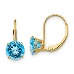Load image into Gallery viewer, 14K Yellow Gold 7mm Blue Topaz Leverback Earrings