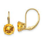 Load image into Gallery viewer, 14K Yellow Gold 7mm Citrine Leverback Earrings