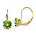 Load image into Gallery viewer, 14K Yellow Gold 7mm Peridot Leverback Earrings