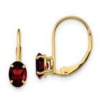 Load image into Gallery viewer, 14K Yellow Gold 6x4mm Oval Garnet Leverback Earrings