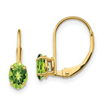 Load image into Gallery viewer, 14K Yellow Gold 6x4mm Oval Peridot Leverback Earrings