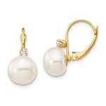 Load image into Gallery viewer, 14K White Button Freshwater Cultured Pearl & Diamond Leverback Earrings