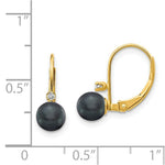 Load image into Gallery viewer, 14K 5mm Black Freshwater Cultured Pearl AA Diamond Leverback Earrings