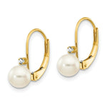 Load image into Gallery viewer, 14K 5mm Freshwater Cultured Pearl AA Diamond Leverback Earrings