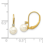 Load image into Gallery viewer, 14K 5mm Freshwater Cultured Pearl AA Diamond Leverback Earrings