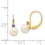 Load image into Gallery viewer, 14K 6-6.5mm White Freshwater Cultured Pearl & .10ct. Tanzanite Leverback Ear