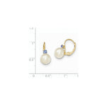 Load image into Gallery viewer, 14K 7-7.5mm White Freshwater Cultured Pearl Tanzanite Leverback Earrings