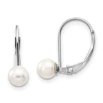 Load image into Gallery viewer, 14K White Gold 5mm Freshwater Cultured Pearl Leverback Earrings