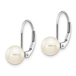 Load image into Gallery viewer, 14K White Gold 7mm Freshwater Cultured Pearl Leverback Earrings