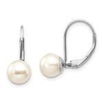 Load image into Gallery viewer, 14K White Gold 7mm Freshwater Cultured Pearl Leverback Earrings