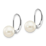 Load image into Gallery viewer, 14K White Gold 8mm Freshwater Cultured Pearl Leverback Earrings